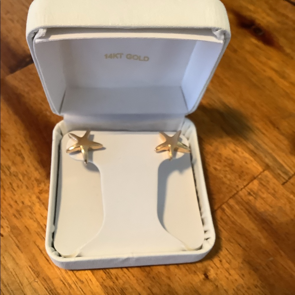 14kt gold star or starfish shaped earrings